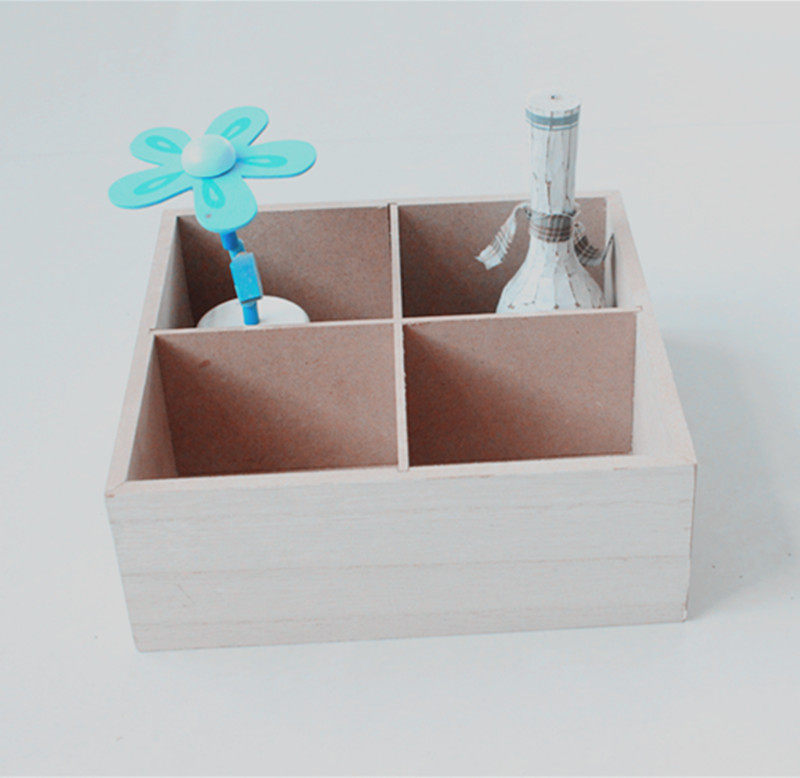 로그 컬러 4칸 목재 보관함 가정용 보관 용품 데스크탑 보석함