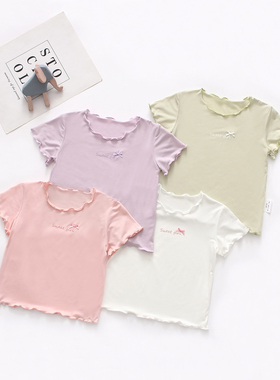女童短袖莫代尔棉超软夏薄款婴幼儿童打底衫弹力7A抗菌女宝宝T恤