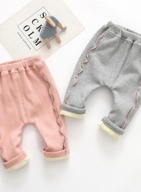 女童加绒裤秋冬纯棉保暖裤宝宝裤子宽松外穿打底裤休闲婴儿大PP裤