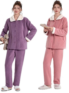 2024安杜拉 秋冬女士复合摇粒绒加厚保暖柔软家居服睡衣套装45707