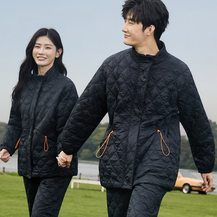 亲情冬款男女情侣加绒立领休闲羽绒棉加厚睡衣家居服套装52593200