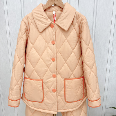 多拉美冬款 加厚小翻领纯色婴肤尼女士夹棉修身睡衣家居服2453195