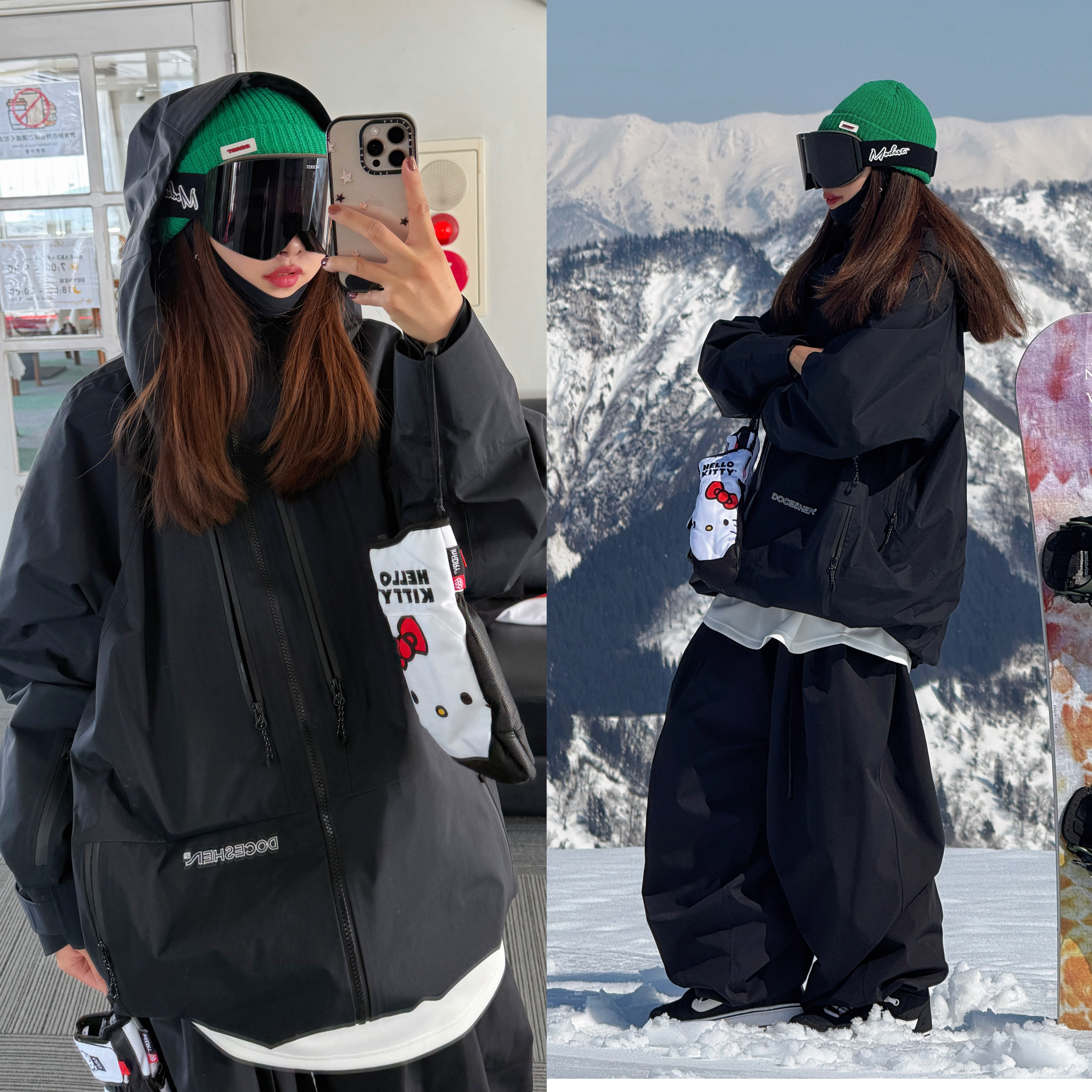 沈小仙Doce自制单板滑雪鹅黄色卫