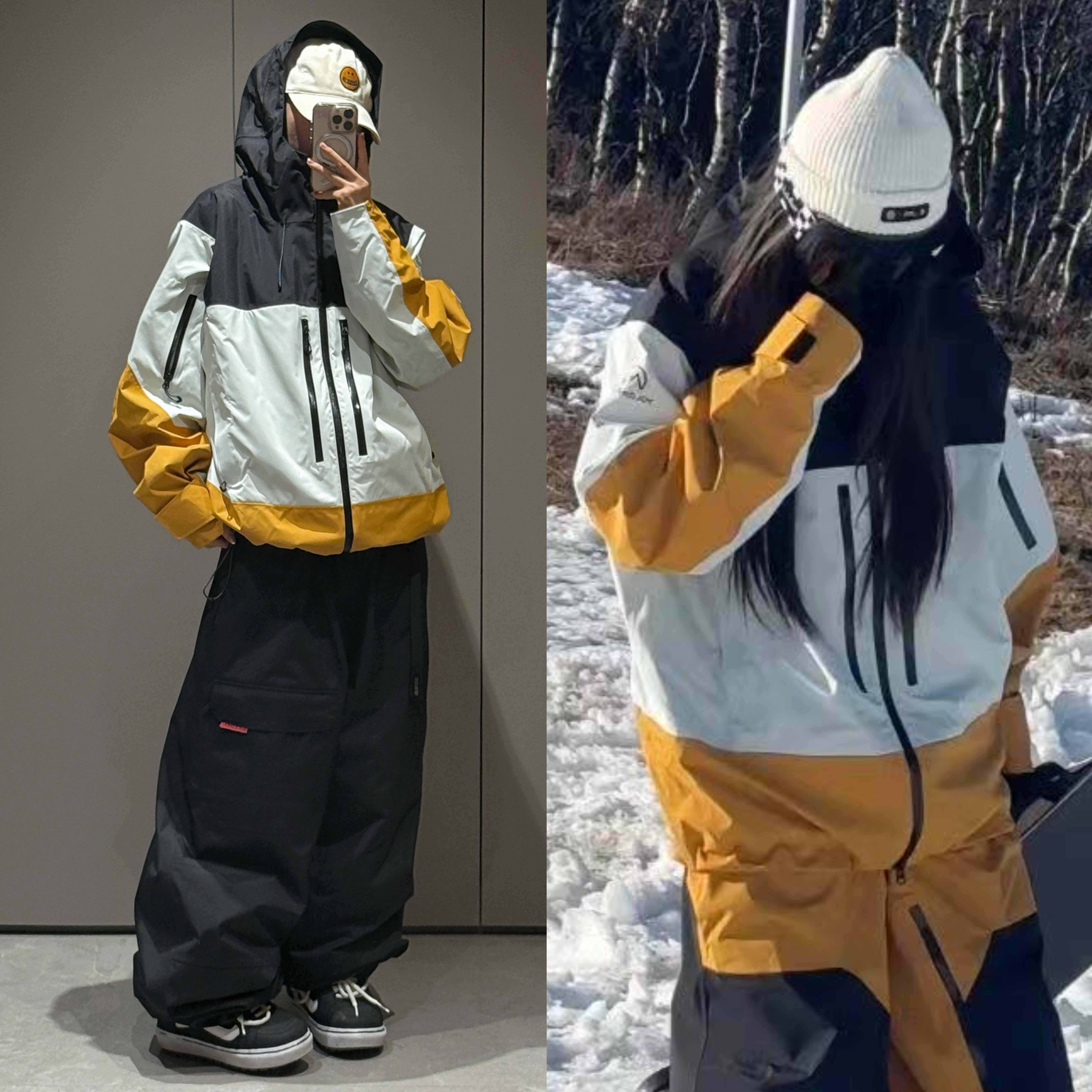 沈小仙推荐MOANDJOY单板滑雪3L全压胶加棉加厚粉雪拼色滑雪服套装