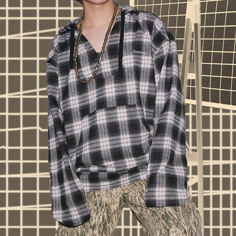 EMERICA SKATEBOARDING SWEATSHIRT LONG SLEEVE CHECK TREND STREET SPORTS HOODED SKATEBOARD LONG SLEEVE UNI 1985 SKATEBOARD