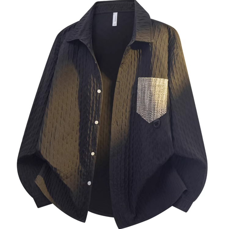 WOODSOON翻领长袖衬衫宽松休闲男士秋冬新款潮流百搭时尚衬衣外套