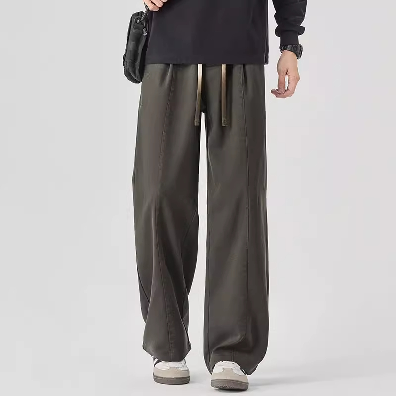 WOODSOON宽松透气男士休闲裤子时尚纯色秋冬季潮流宽松百搭直筒裤