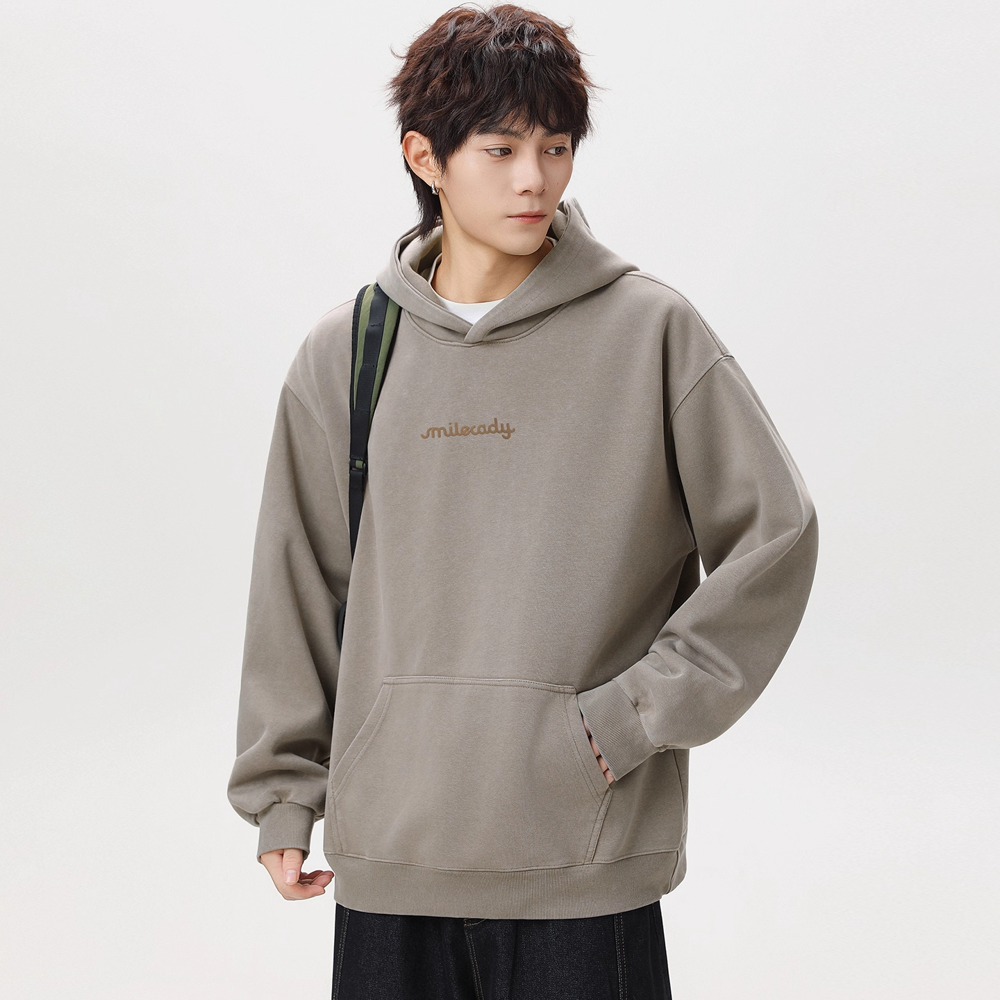 WOODSOON潮牌百搭套头上衣秋冬新款美式宽松休闲连帽卫衣男士帽衫