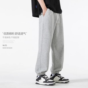 男士卫裤春夏季宽松针织束脚日系长裤潮流休闲裤子男