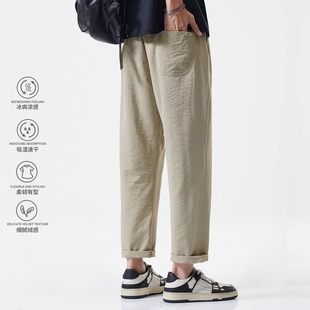 休闲九分裤男士直筒夏季宽松户外山本裤日系潮流薄款裤子