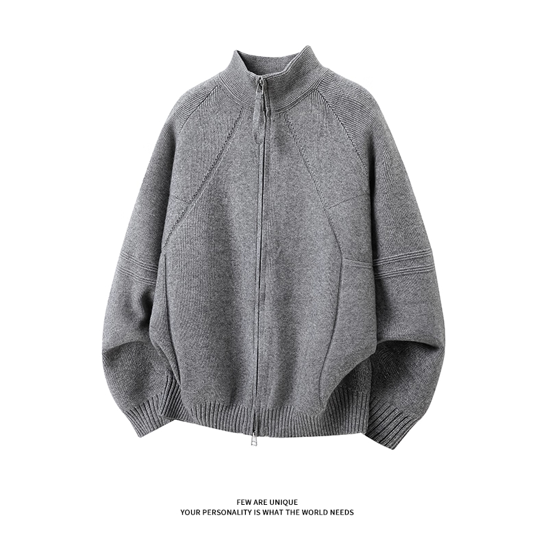 WOODSOON立领简约开衫毛衣针织衫宽松休闲男士秋冬季时尚潮流外套