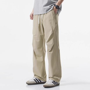 男士直筒裤宽松户外运动秋冬季冲锋裤工装伞兵裤休闲裤子