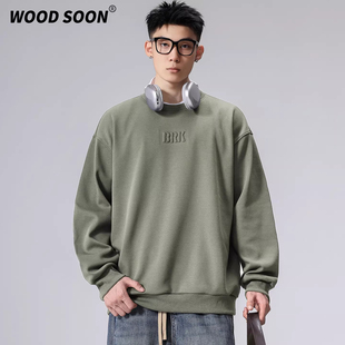 T恤男士 休闲宽松圆领长袖 上衣 潮流无帽卫衣情侣时尚 woodsoon春季
