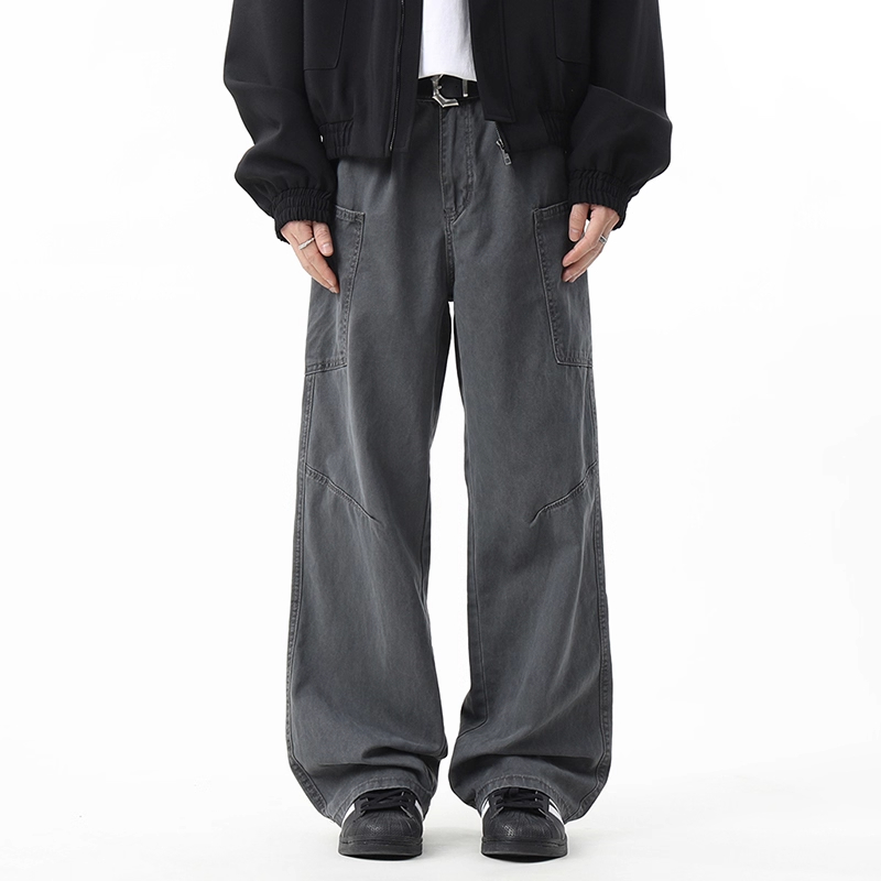 WOODSOON高街工装休闲裤秋冬季宽松百搭美式潮牌男士复古阔腿裤子