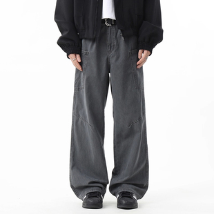高街工装休闲裤秋冬季宽松百搭美式潮牌男士复古阔腿裤子