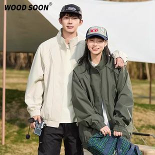 WOODSOON春季时尚立领夹克男士宽松上衣飞行员外套美式潮流休闲