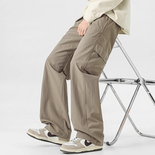 美式复古直筒休闲裤男士宽松高街秋冬新款工装阔腿长裤子