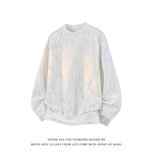 假两件男士卫衣潮流印花圆领上衣宽松秋冬新款休闲打底衫