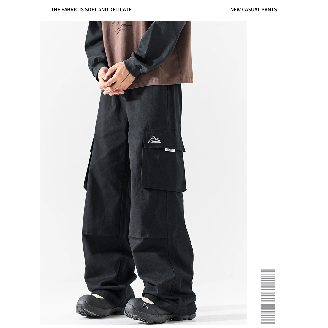 WOODSOON工装休闲裤潮牌百搭宽松秋冬新款男士直筒美式高街休闲裤