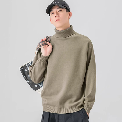 自发热高龄毛衣男打底长袖秋季上衣宽松休闲纯色针织衫