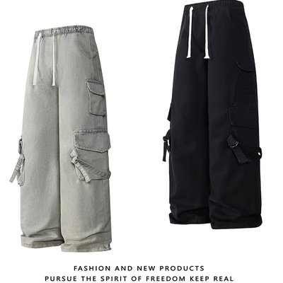 男士工装牛仔裤美式潮流百搭宽松休闲秋冬新款直筒阔腿裤