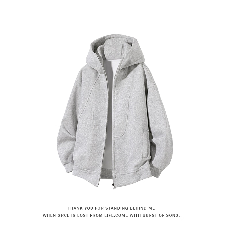 WOODSOON连帽开衫卫衣秋冬新款男士宽松休闲潮流百搭简约时尚外套