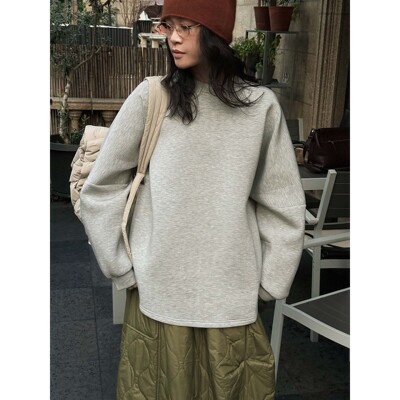 春季新款日系休闲松弛感圆领轻盈空气层卫衣亲肤显瘦上衣女