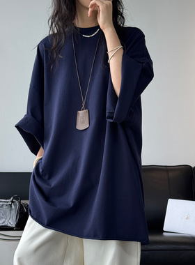 夏季新款巴黎老钱ROW风后中分割大落肩空气感恤廓形显上衣女