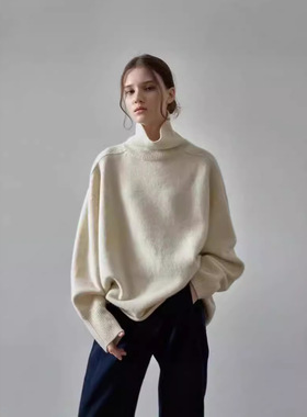 高领毛衣女2026春秋冬新款设计师款慵懒风加厚羊毛针织