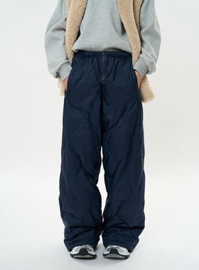 新款冬季日系时髦绗缝羽绒休闲裤90鸭绒轻盈保暖直筒长裤女