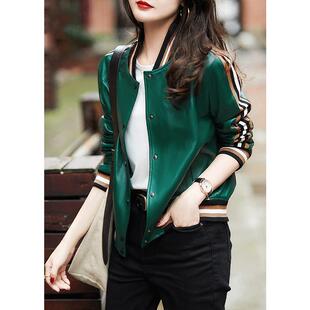 新款绵羊皮真皮皮衣单排扣休闲款棒球服绵羊皮衣