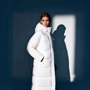 冬季新款中戏中长款连帽羽绒服女时尚保暖北影白鸭绒外套