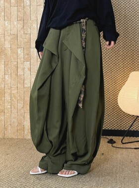 春款自然波西米亚游牧风秀场垂坠流动感休闲裤轻盈长裤女