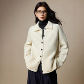 美利奴100羊毛毛衣女秋冬外套2025新款 针织开衫 女装 简约翻领长袖