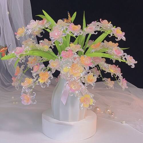 升级款渐变水晶玫瑰手工diy材料包亚克力仿真花束串珠配件ins摆件