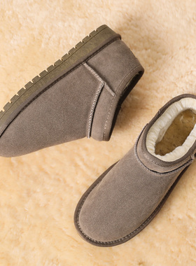 真皮雪地靴女2025年新款加绒加厚秋冬季短筒防水防滑保暖面包棉鞋