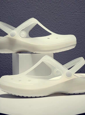 日本SP凉鞋玛丽珍洞洞鞋女外穿夏季防滑厚底拖鞋包头软底凉拖沙滩