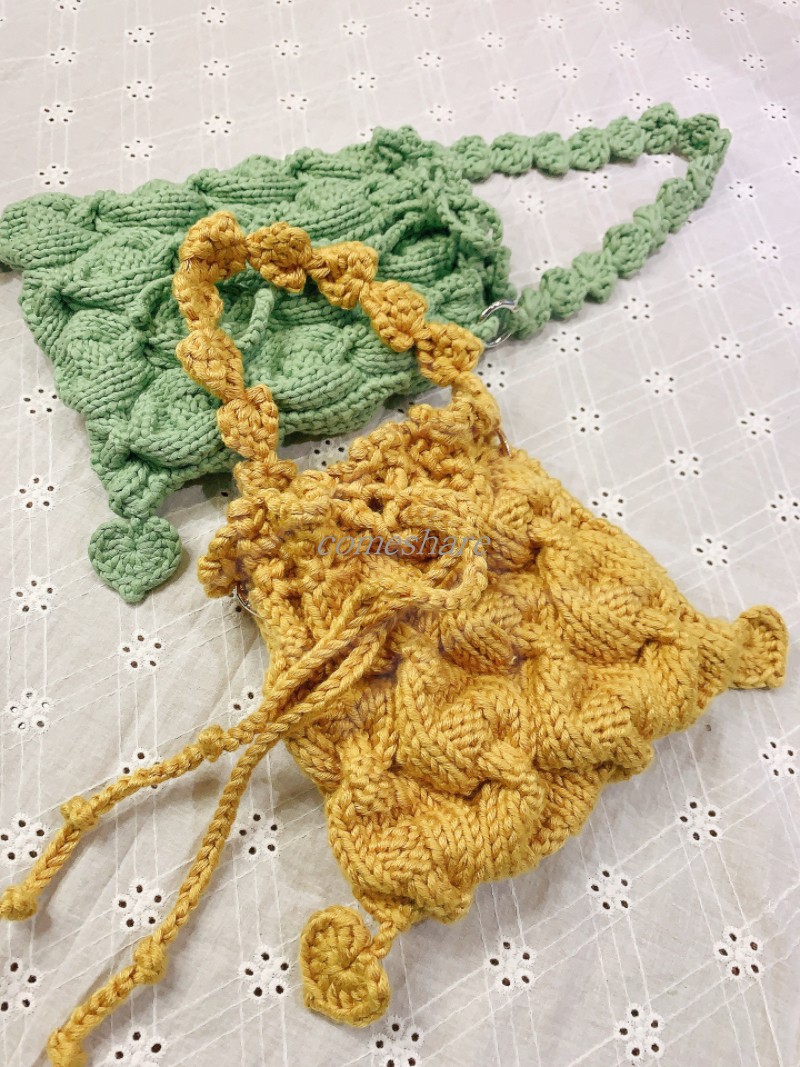 成品花季少女包时尚立体麻花手腕包真心棉牛奶棉手工棒针编织包包