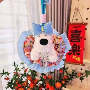 超萌超可爱西高地白梗潦草狗透纱蕾丝边裙挂件玩偶裙子包包挂件