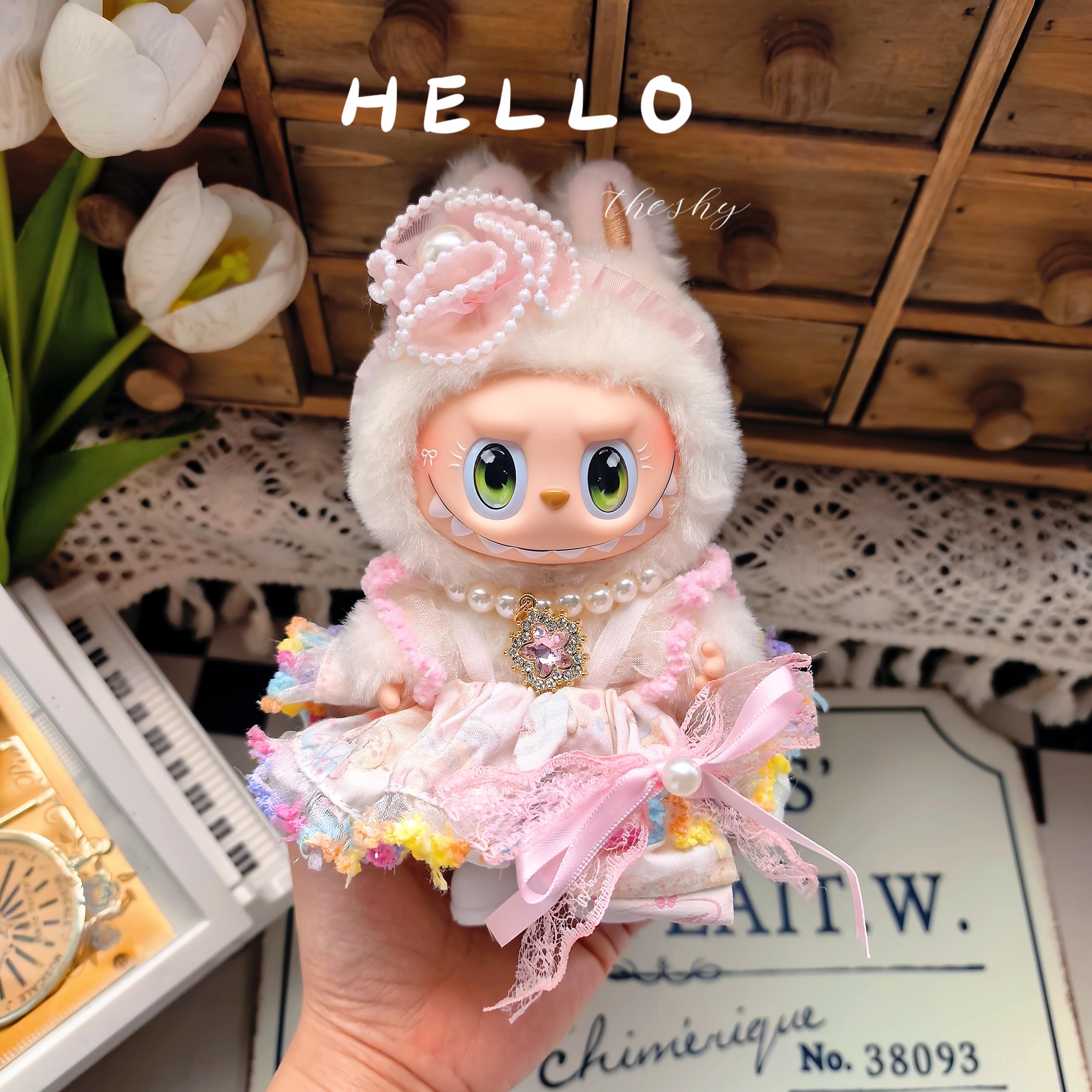 仅娃衣labubu17cm娃衣拉布布衣服三代通用款彩色花边公主连衣裙套