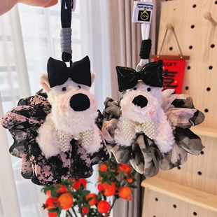 日系超萌超可爱百西高地潦草狗包包挂件狗狗挂件钥匙扣手机背夹绳