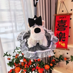 超萌超可爱西高地狗狗公主裙潦草狗包包挂件挂饰钥匙扣背夹款