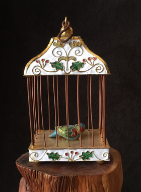 创汇时期北京景泰蓝掐丝珐琅精制铜胎鸟笼1个旧藏文玩艺术收藏