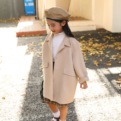 儿童双面羊绒大衣女童洋气外套厚