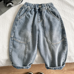 男童牛仔裤2026新款儿童宽松直筒裤宝宝百搭裤子春秋小男孩休闲裤
