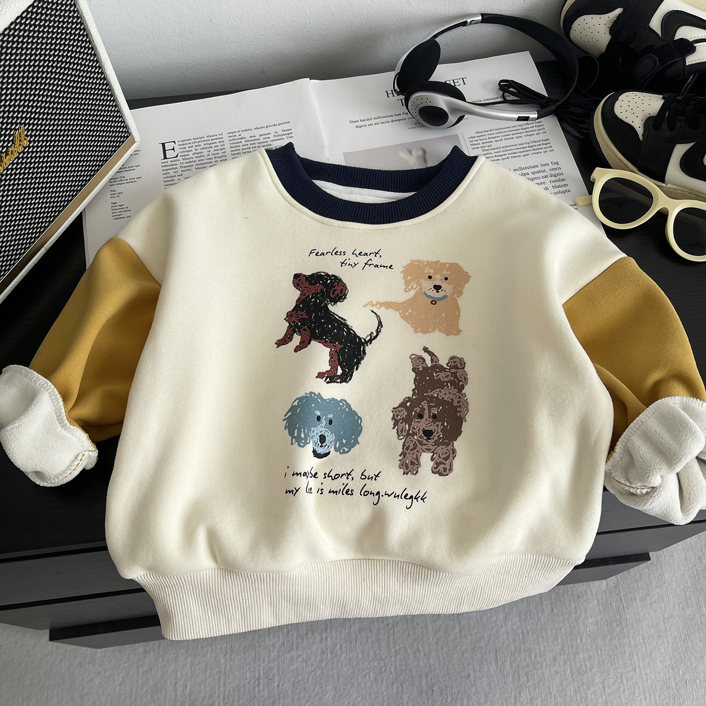 儿童加绒卫衣2025新款男童秋冬保暖上衣一体绒宝宝衣服加厚套头衫