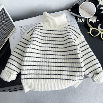 百搭男童高领毛衣冬季加绒打底衫