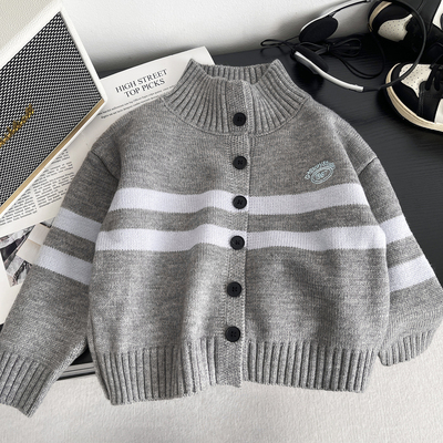 儿童毛衣开衫冬季加厚半高领上衣