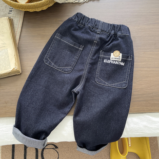 男童秋季裤子宽松儿童牛仔裤2025新款小男孩休闲裤帅气宝宝直筒裤