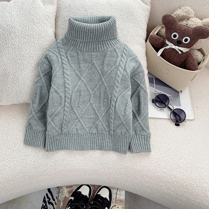 加绒加厚儿童高领毛衣男童羊毛衫